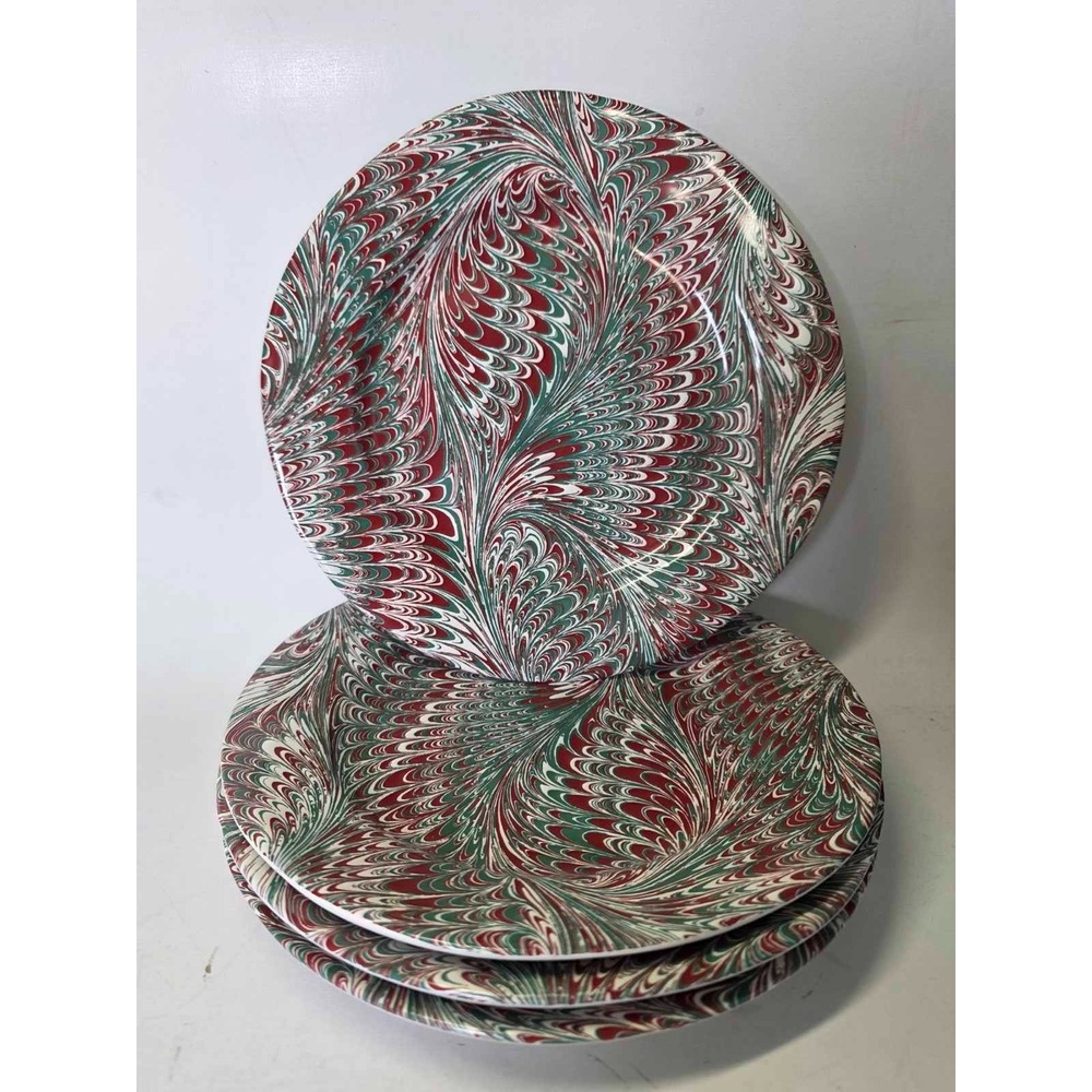 Juliska Plates Firenze Noel Salad Plates Set of 4‎ Size 9" Red Green Gorgeous